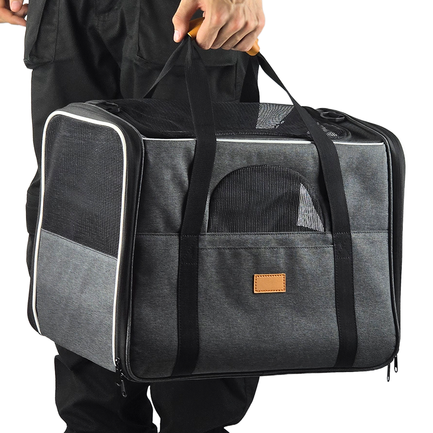 iCan Deluxe Pet Carrier – Dark Grey Premium Canvas Travel Bag