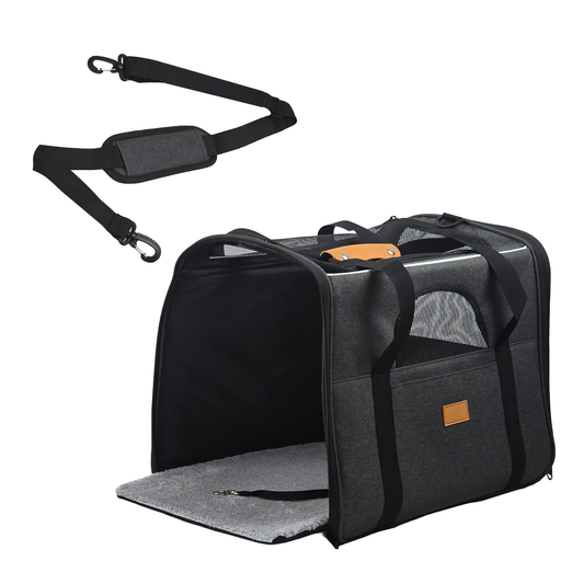 iCan Deluxe Pet Carrier – Dark Grey Premium Canvas Travel Bag