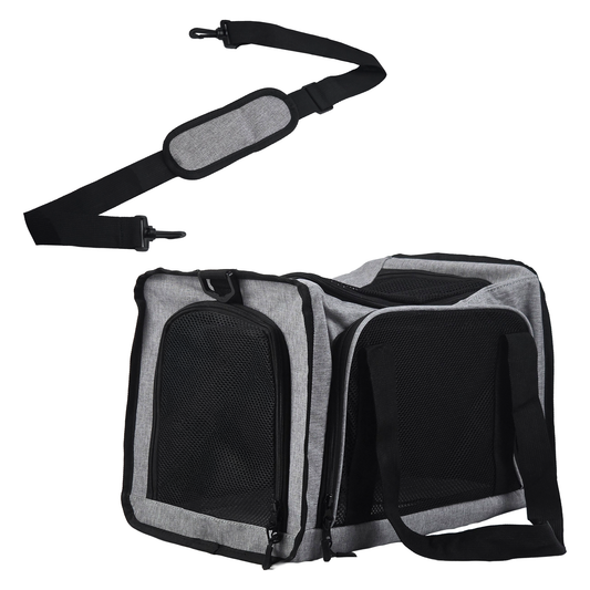 iCan Classic Pet Carrier – Light Grey Canvas Soft-Sided Carrier