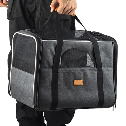 iCan Deluxe Pet Carrier – Dark Grey Premium Canvas Travel Bag