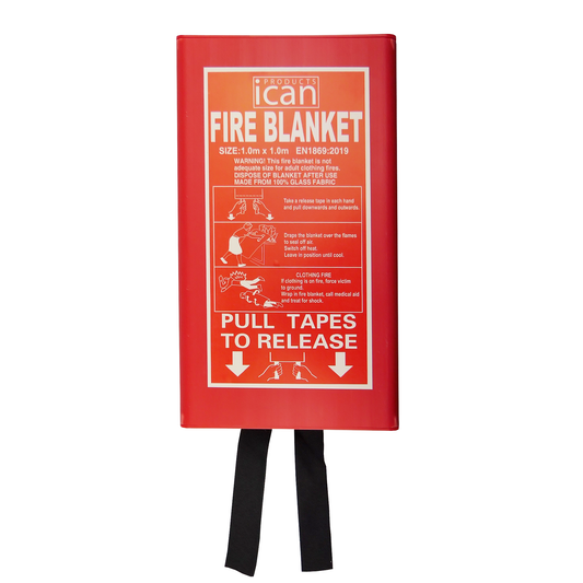 iCan 1.0m x 1.0m Fire Blanket in PVC Box