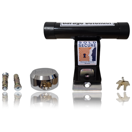 iCan Products MA20 Motion Sensor Alarm & Garage Defender Master Bundle, 130dB Wireless Security Alarm with Flashing Lights and Heavy-Duty Garage Padlock, Complete Security Solution for Garages